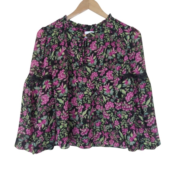 MISA Los Angeles Floral Flowy Flare Sleeve Blouse - Picture 6 of 13